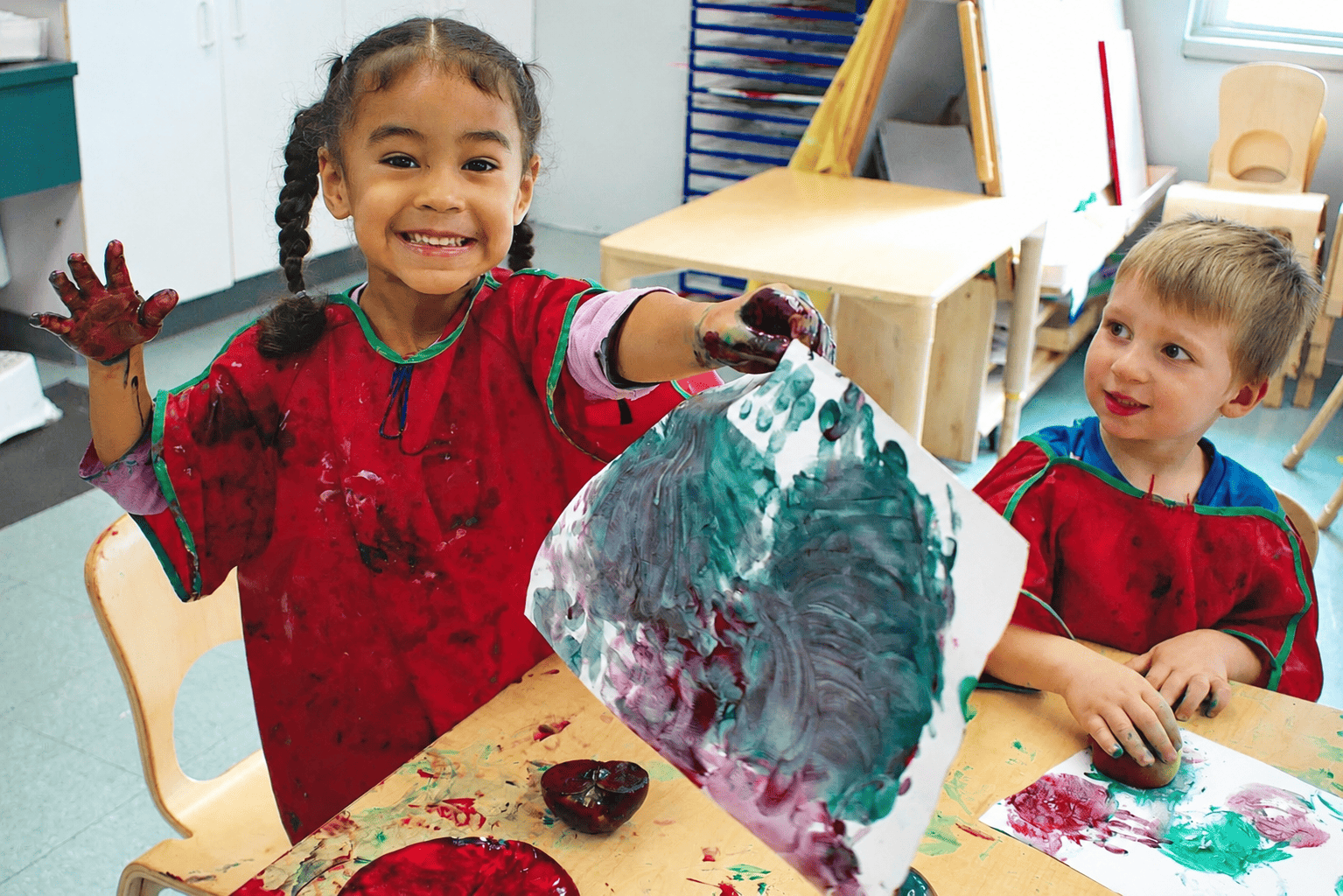 Preschool children doing a hands-on activity at Abundant Life