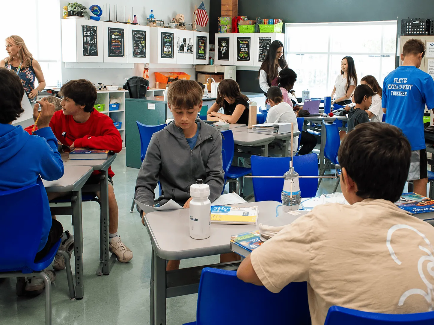Middle school students engaged in class at Abundant Life Christian School